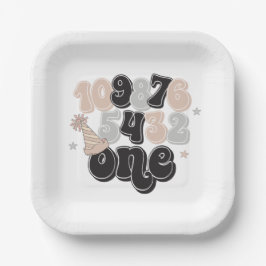 Plato De Papel Primer cumpleaños de la cuenta regresiva de Año Nu