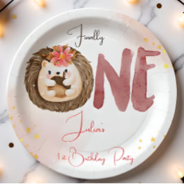 Plato De Papel Primer cumpleaños de la red de acuarela