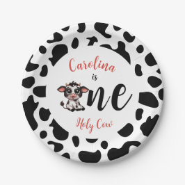 Plato De Papel Primer cumpleaños de la vaca sagrada