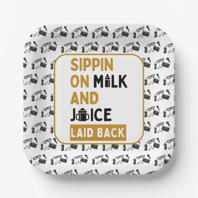 Plato De Papel Primer cumpleaños de la vieja escuela 90| Baby Sho (Anverso)