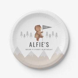 Plato De Papel Primer cumpleaños de las montañas del oso