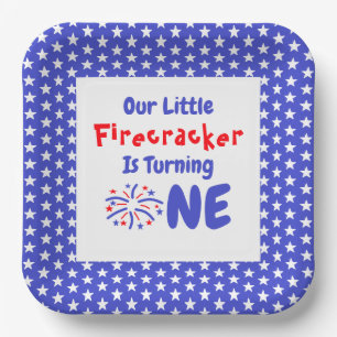 Plato De Papel Primer cumpleaños de Little Firecracker
