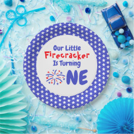 Plato De Papel Primer cumpleaños de Little Firecracker