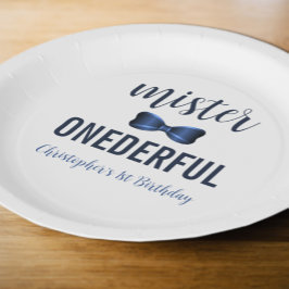 Plato De Papel Primer cumpleaños de Mister OneMaravilloso Bow Tie