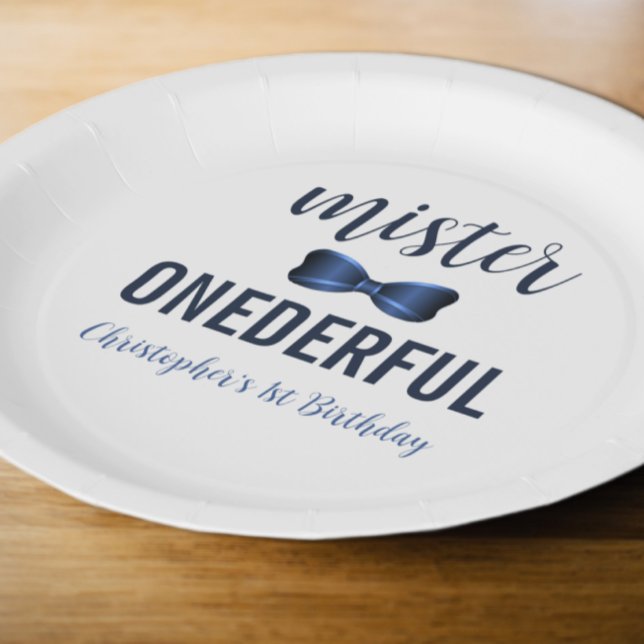 Plato De Papel Primer cumpleaños de Mister OneMaravilloso Bow Tie (Subido por el creador)