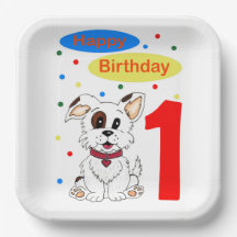 Primer cumpleaños de niño Cachorro lindo y Colorfe