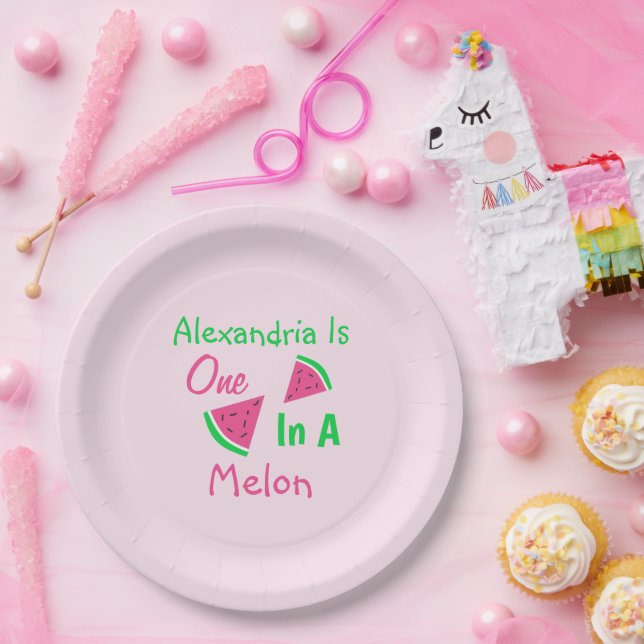 Plato De Papel Primer Cumpleaños De One In A Melon (Fiesta)