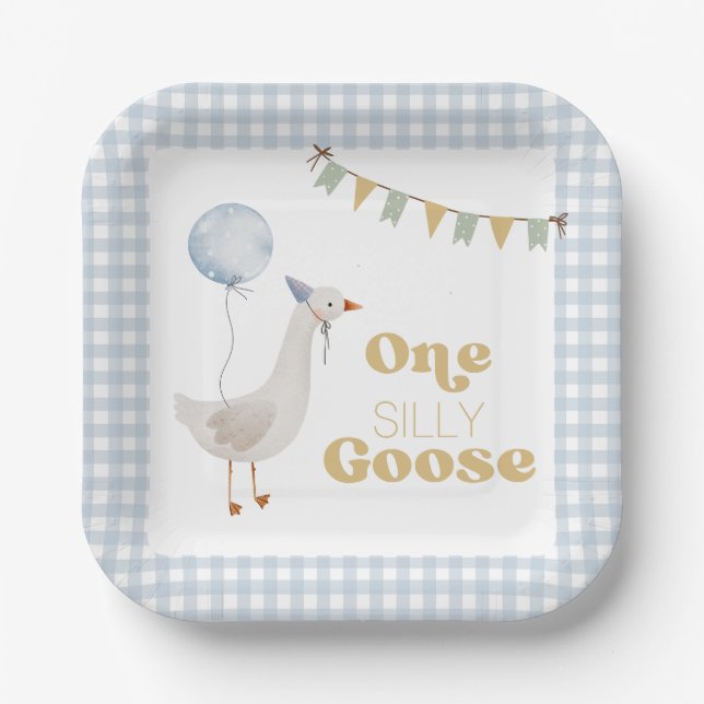 Plato De Papel Primer cumpleaños de One Silly Goose
