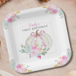 Plato De Papel Primer cumpleaños de pequeños Chicas de calabaza r