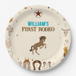 Plato De Papel Primer cumpleaños de Rodeo Cowboy