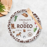 Plato De Papel Primer cumpleaños de Rodeo Western Boy<br><div class="desc">Primer Rodeo de Western Boy 1er Placas de papel de cumpleaños</div>