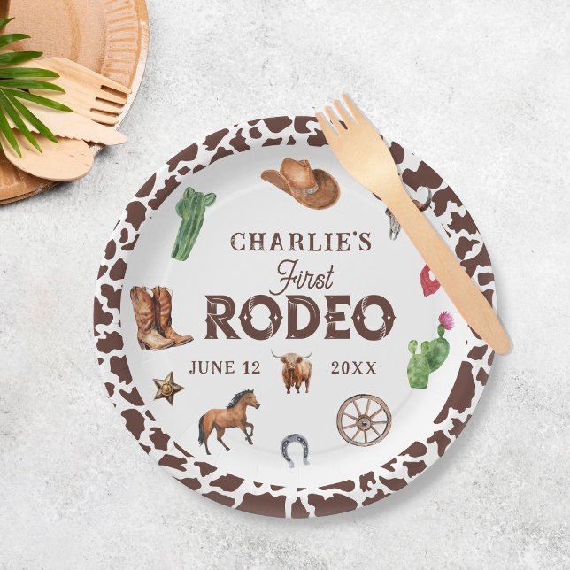 Plato De Papel Primer cumpleaños de Rodeo Western Boy (Subido por el creador)