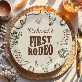 Plato De Papel Primer cumpleaños de Rodeo Western Boy