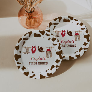 Plato De Papel Primer cumpleaños de Rodeo Western Cowboy