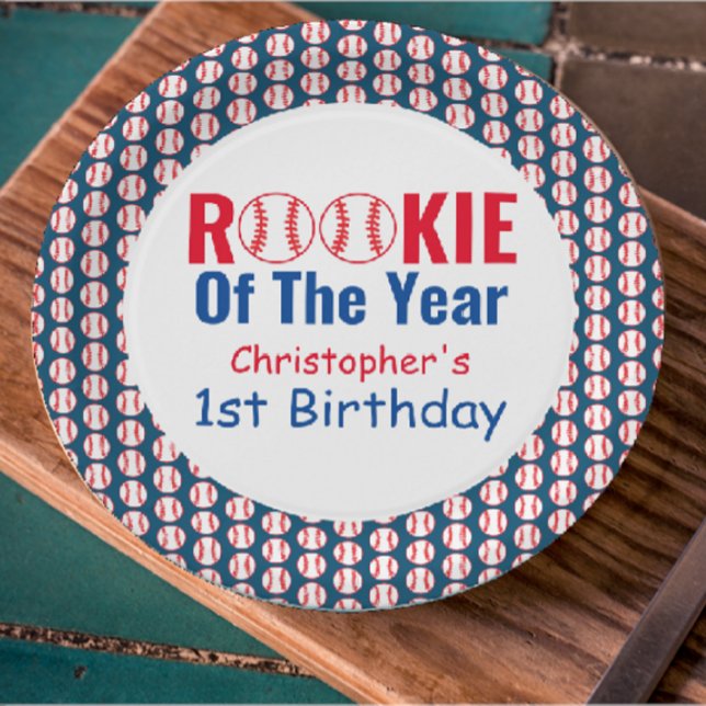 Plato De Papel Primer cumpleaños de Rookie Baseball (Subido por el creador)