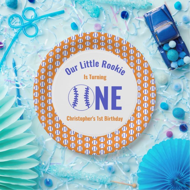 Plato De Papel Primer cumpleaños de Rookie Baseball (Fiesta)