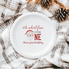 Plato De Papel Primer cumpleaños de Santa navidad