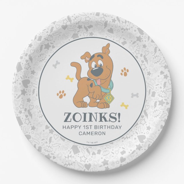 Plato De Papel Primer cumpleaños de Scooby-Doo (Anverso)