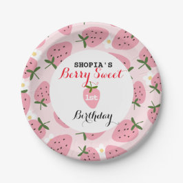 Plato De Papel Primer cumpleaños de Strawberry Delight