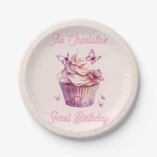 Plato De Papel Primer cumpleaños de su nombre personalizado
