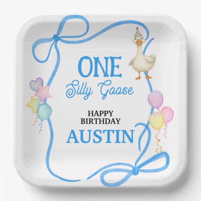 Plato De Papel Primer cumpleaños de un chico tonto (Anverso)