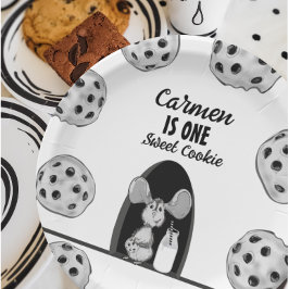 Plato De Papel Primer cumpleaños de un dulce ratón de cookie