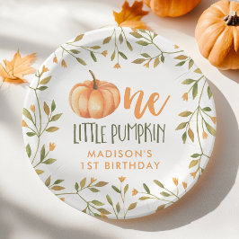 Plato De Papel Primer cumpleaños de un pequeño bebé de calabaza