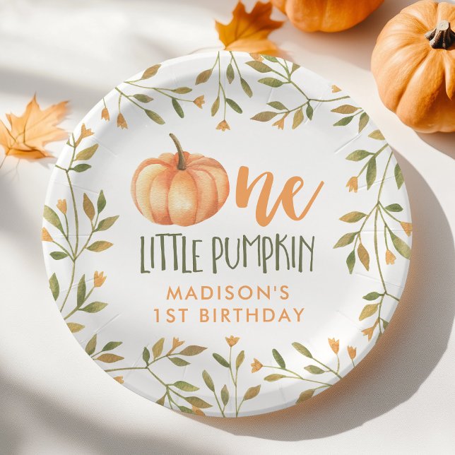 Plato De Papel Primer cumpleaños de un pequeño bebé de calabaza (Subido por el creador)