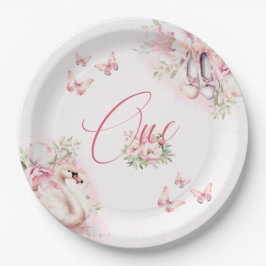 Plato De Papel Primer cumpleaños de un pequeño lago de cisnes Bal