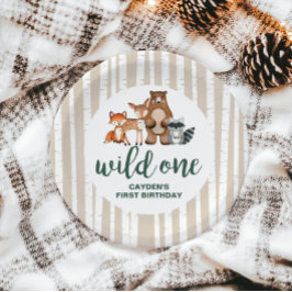 Plato De Papel Primer cumpleaños del árbol de aves silvestres de