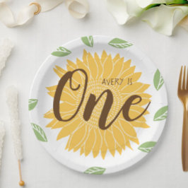 Plato De Papel Primer cumpleaños del bebé girasol del país