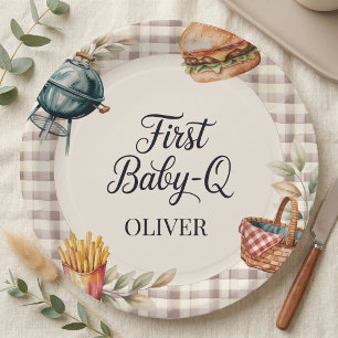 Plato De Papel Primer cumpleaños del bebé Q BBQ Niño de 1er cumpl