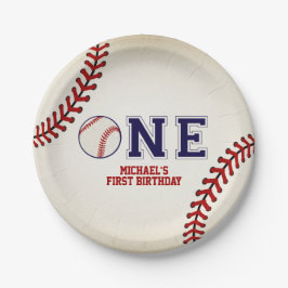 Plato De Papel Primer cumpleaños del béisbol