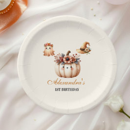 Plato De Papel Primer cumpleaños del Boho Rainbow Spooky
