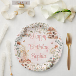 Plato De Papel Primer cumpleaños del Chica de hongos forestales e