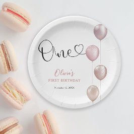 Plato De Papel Primer cumpleaños del Chica de los globos Rubor