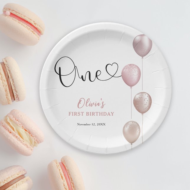 Plato De Papel Primer cumpleaños del Chica de los globos Rubor (Subido por el creador)