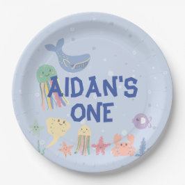 Plato De Papel Primer cumpleaños del mundo submarino