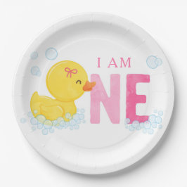 Plato De Papel Primer cumpleaños del pato de caucho