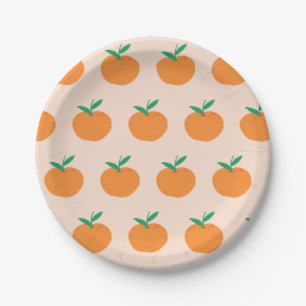 Plato De Papel Primer cumpleaños del pequeño Naranja Cutie Citrus