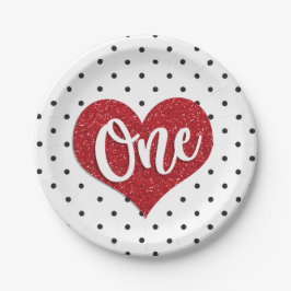 Plato De Papel Primer cumpleaños del Purpurina Valentine Chica