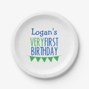 Plato De Papel Primer cumpleaños que golpea las placas de la