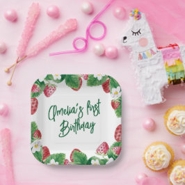 Plato De Papel Primer cumpleaños verano fresa dulce de fresa