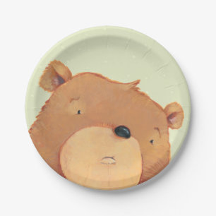 Plato De Papel Primer del oso de Brown grande