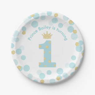 Plato De Papel Primer Fiesta de cumpleaños de Little Prince Blue