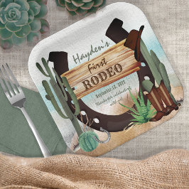 Plato De Papel Primer Rodeo Cowboy Fiesta Occidental Primer Cumpl
