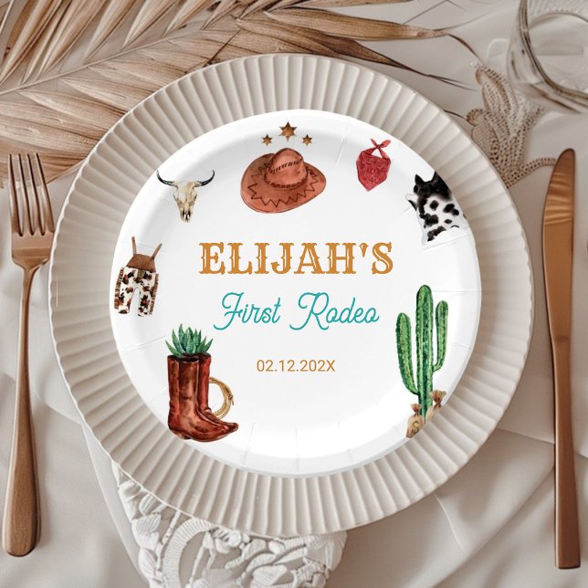 Plato De Papel Primer Rodeo Cowboy Wild West Birday (Subido por el creador)