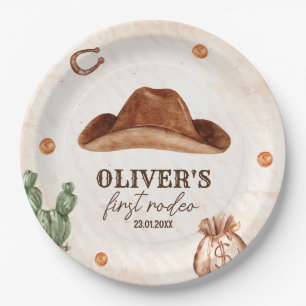 Plato De Papel Primer Rodeo Occidental Wild West Cowboy Primer cu