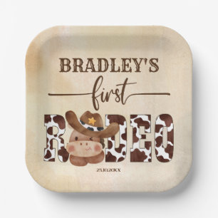 Plato De Papel Primer rodeo vaquero lindo caballo de cumpleaños