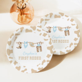Plato De Papel Primer Rodeo Western Cowboy Cumpleaños número 1 Pl
